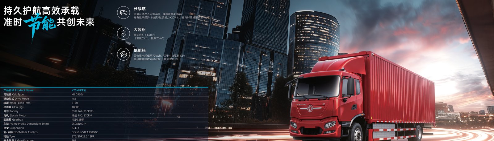 Dongfeng EV truck electric drivetrain — LvKong motor and inverter technology powering the electric truck range