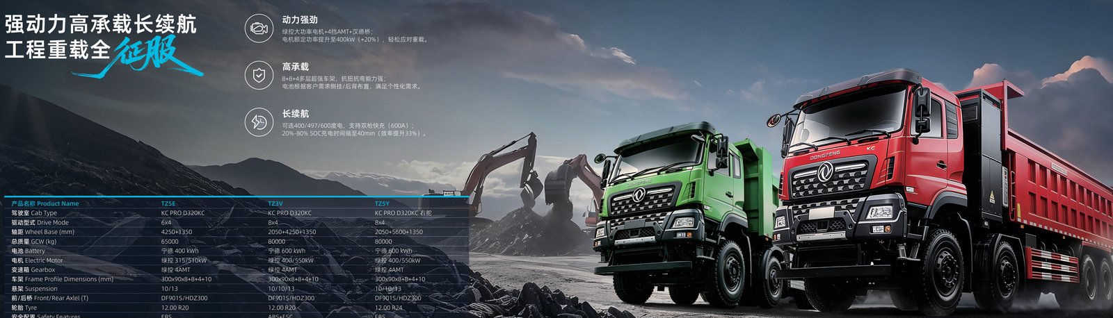 Dongfeng electric sanitation EV truck family — KT1D garbage compactor and KT3E road sweeper comparison